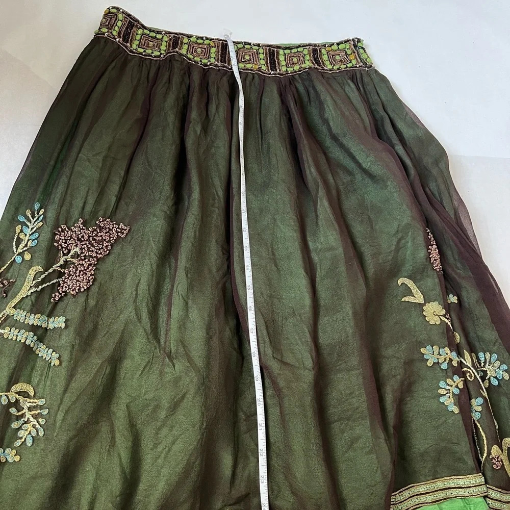 White Chocolate Size M Chiffon Green Beaded Skirt Forest Fairy Boho Whimsigoth - Picture 7 of 9